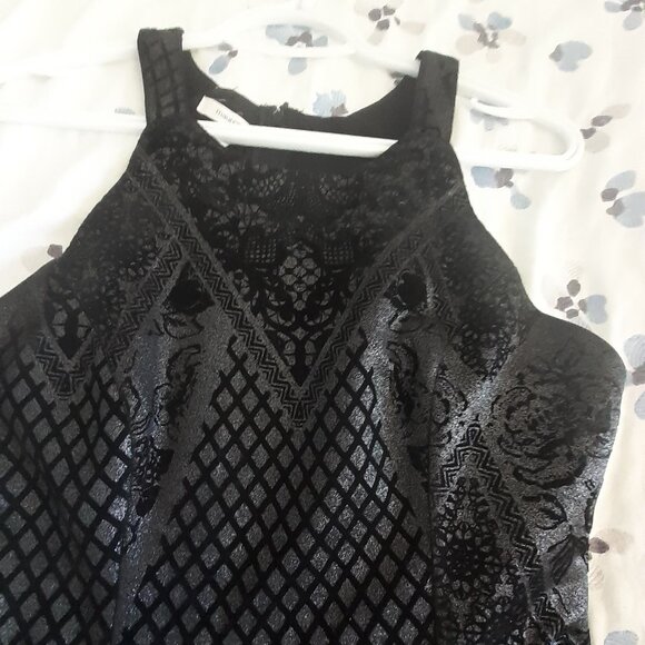 Textured black and dark silver Dress. - Picture 2 of 5